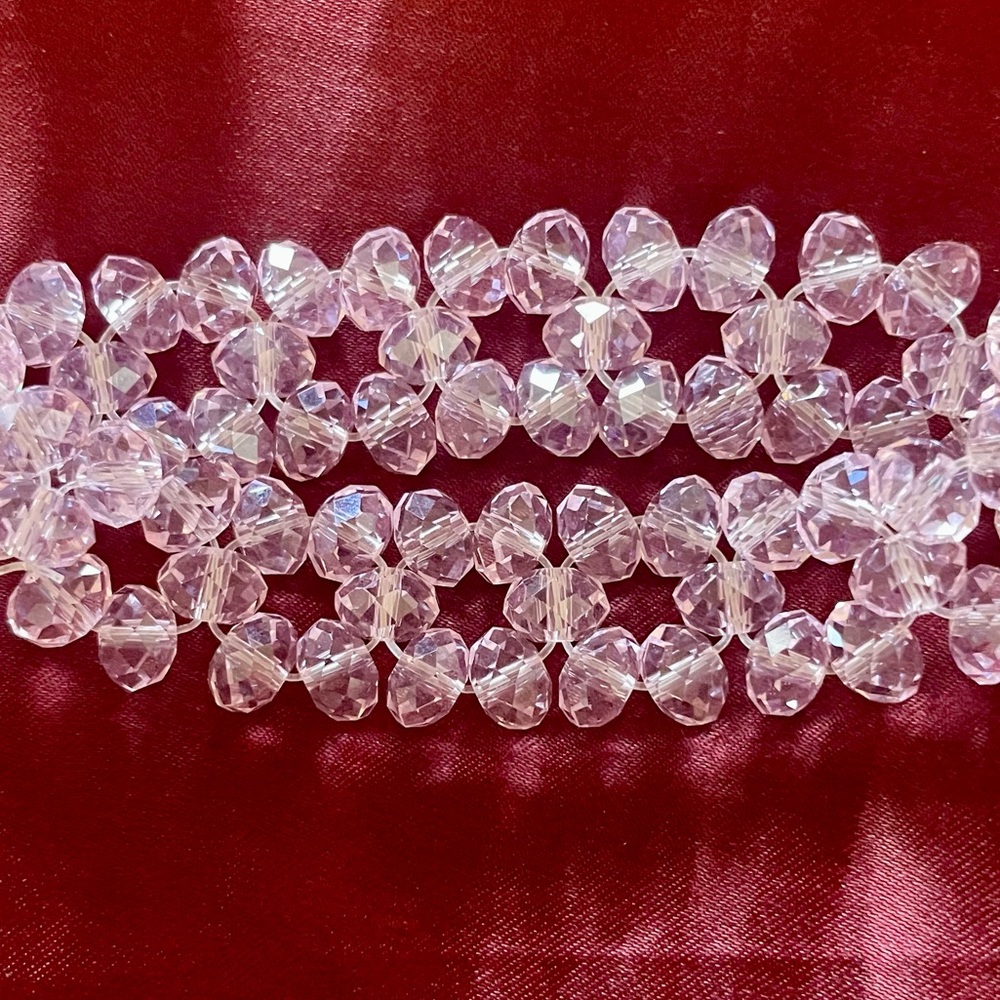 Vintage Clear Faceted Czech Glass Barrel Bead Bracelet